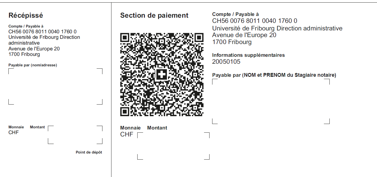 Récépissé et QR Code pour votre paiement